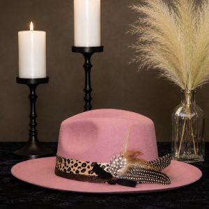 Pretty in Pink Feathered Fedora